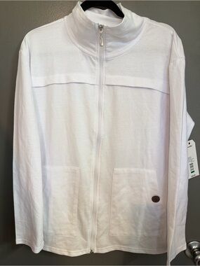 Three hearts White Full-Zip Mock Neck lightweight Large